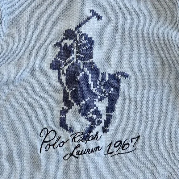 Ralph Lauren Baby Boys Big Pony Cotton Hoodie Sweater – Size 18M, Blue - Picture 5 of 8